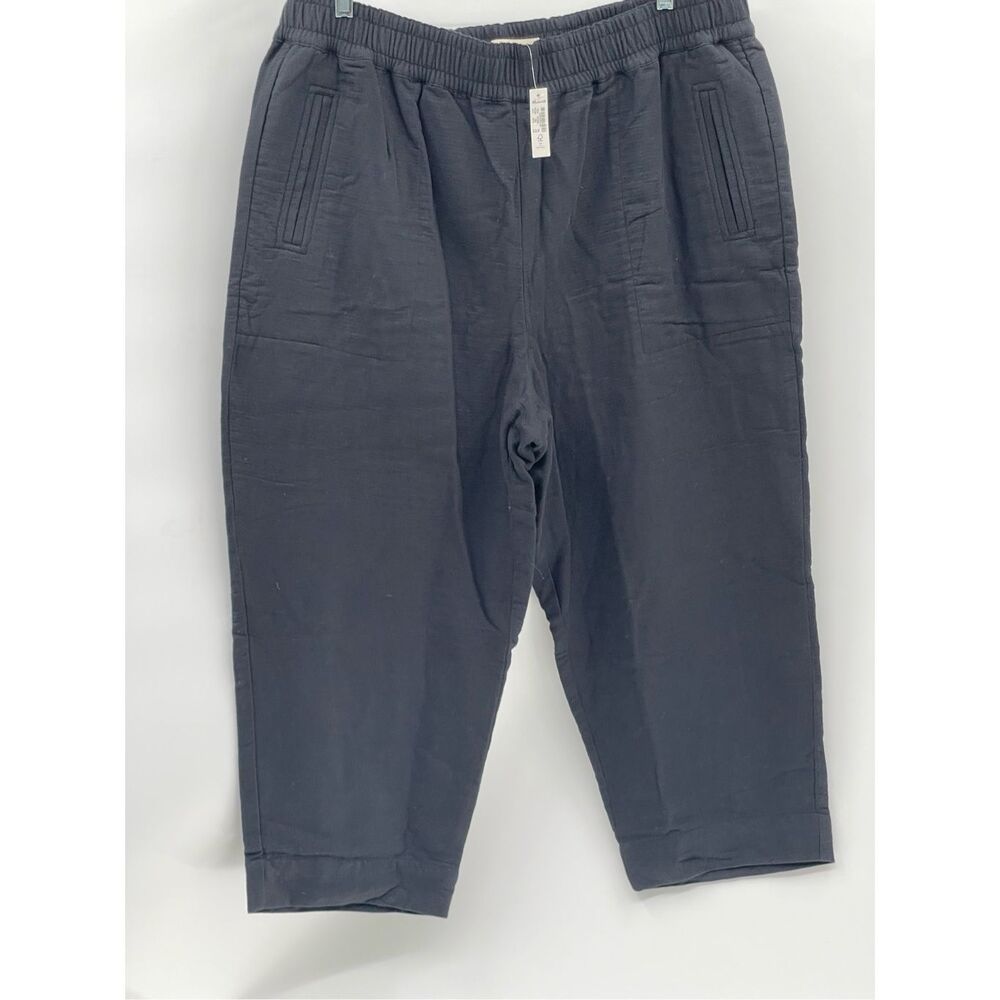Madewell Gauzy Cropped Pants Women Size Petite XXL PXXL Black Stretch Waist New
